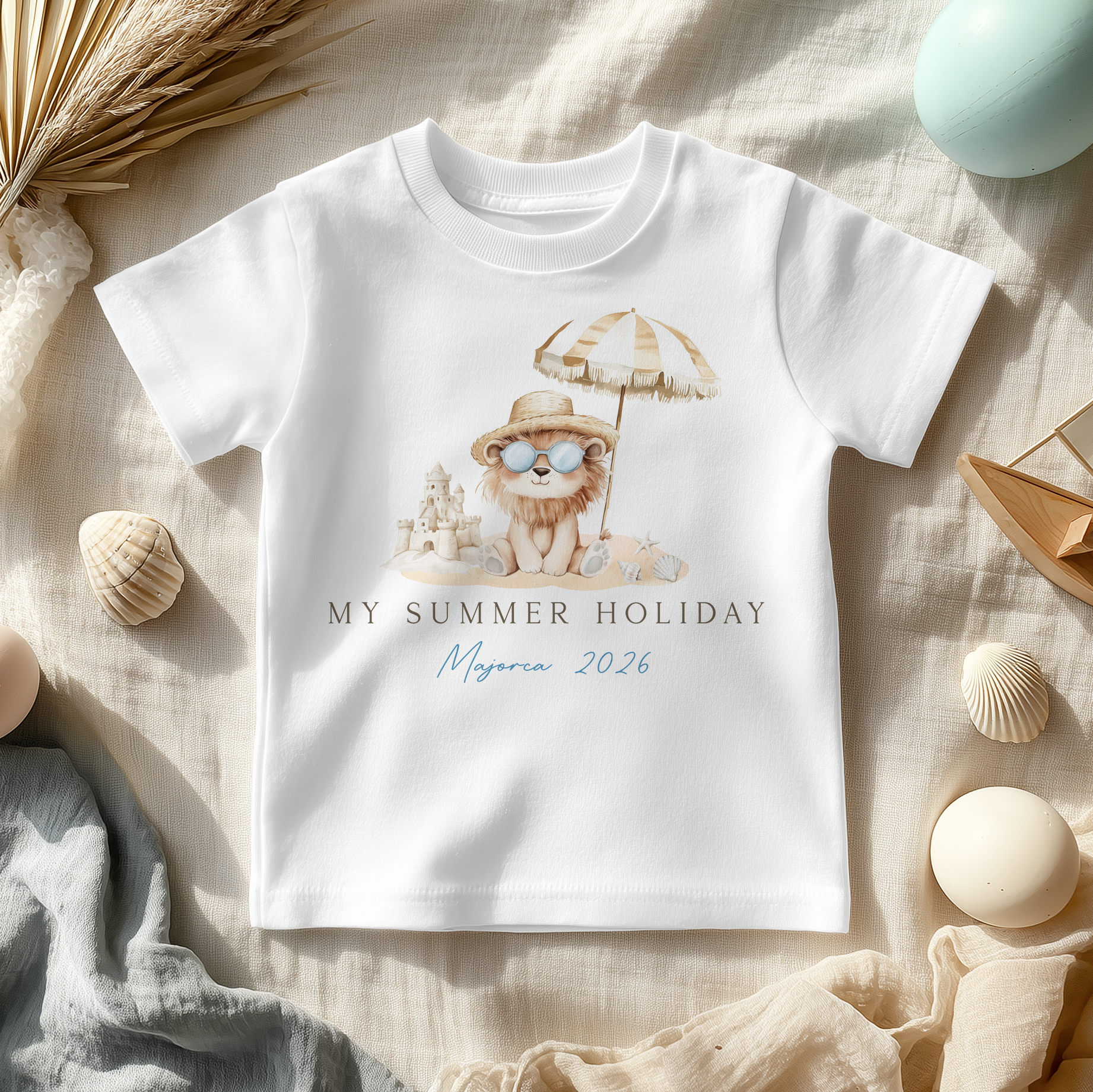 My Summer Holiday Cute Lion Personalised Toddler & Kids T Shirt
