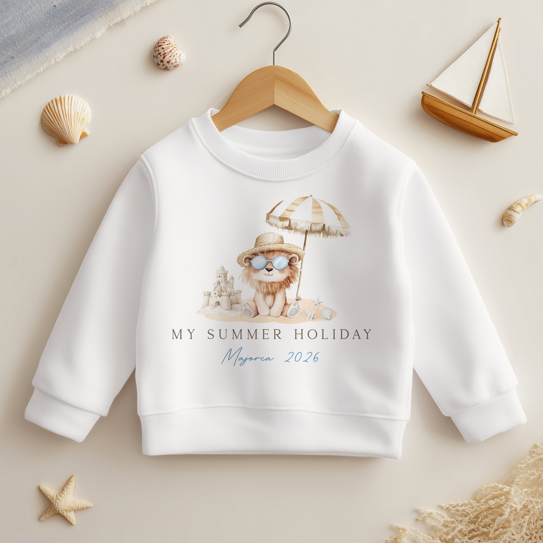 My Summer Holiday Cute Lion Personalised Toddler & Kids Sweatshirt