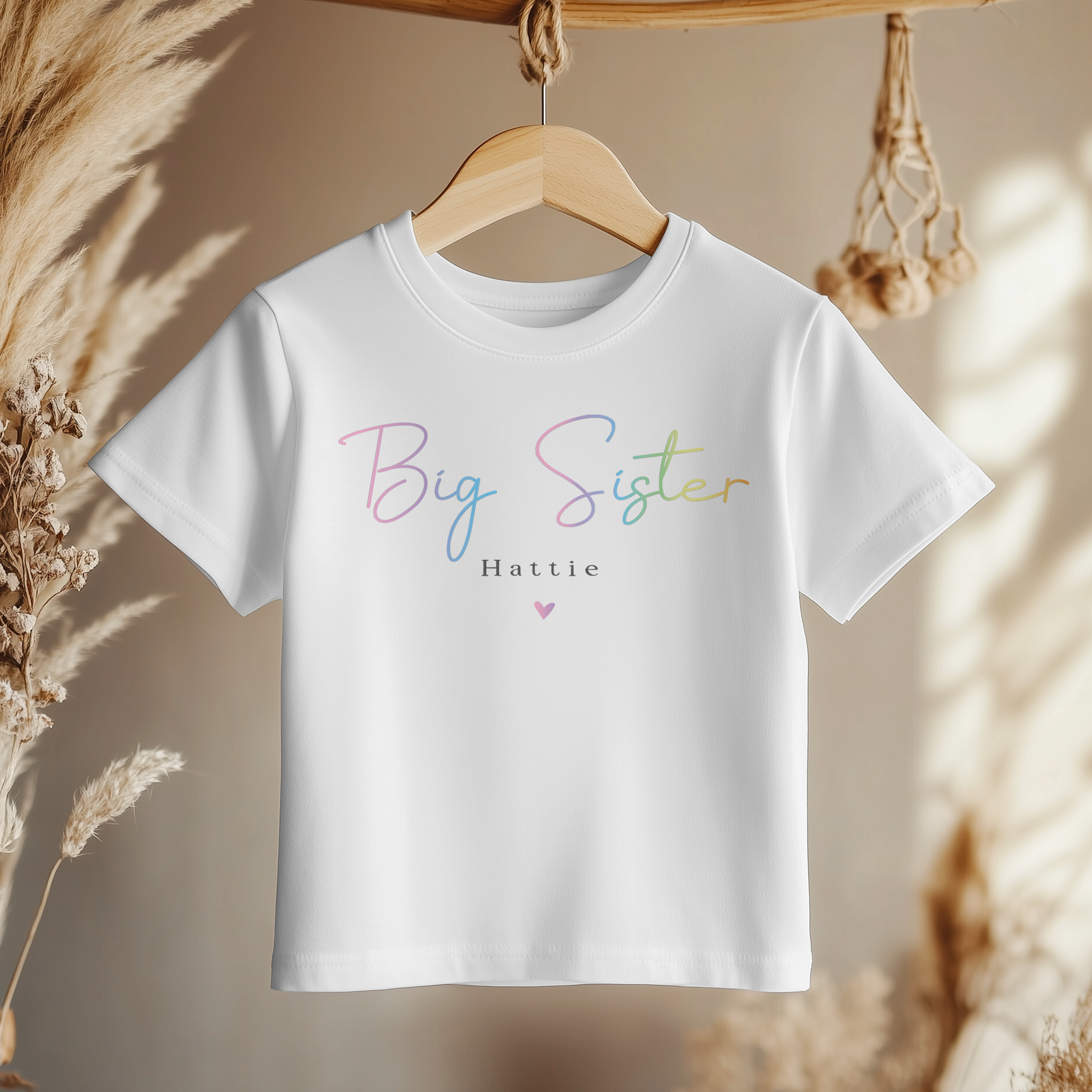 Personalised Tshirt Best Big Sister T Shirt Big Sister Rainbow