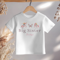 Personalised Big or Little Sister Unicorn T-Shirt for Girls & Kids
