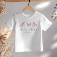 Personalised Little Sister Unicorn T-Shirt