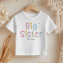 Personalised Big Sister Colourful Outline Letters T-Shirt for Girls & Kids