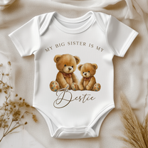 Baby My Big Sister Is My Bestie Teddy Bear Baby Bodysuit for Girls