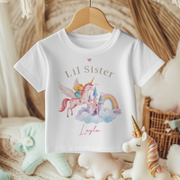Personalised Lil Sister Unicorn Princess T-Shirt