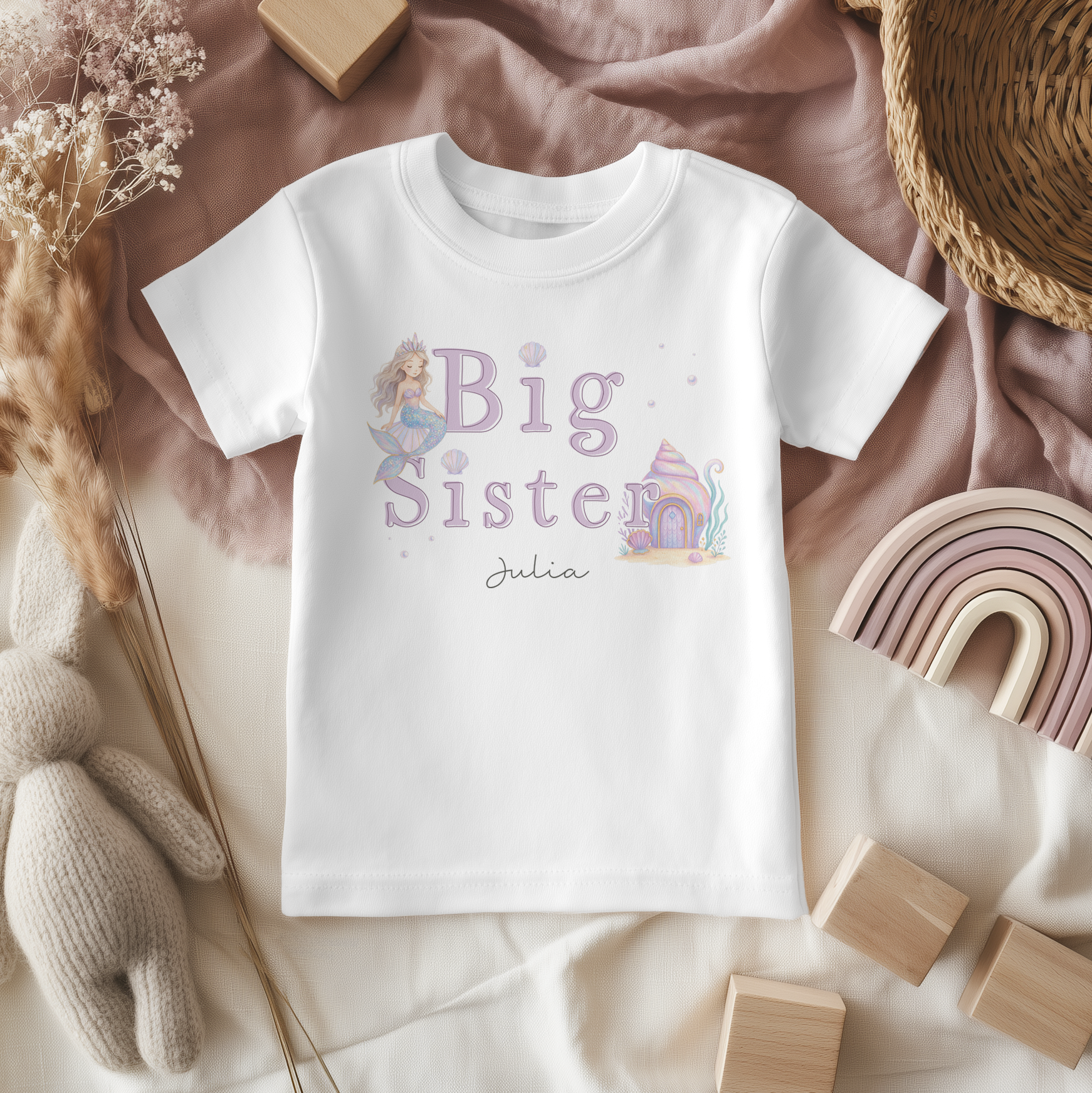 Big Sister Mermaid Personalised Toddler & Kids T Shirt