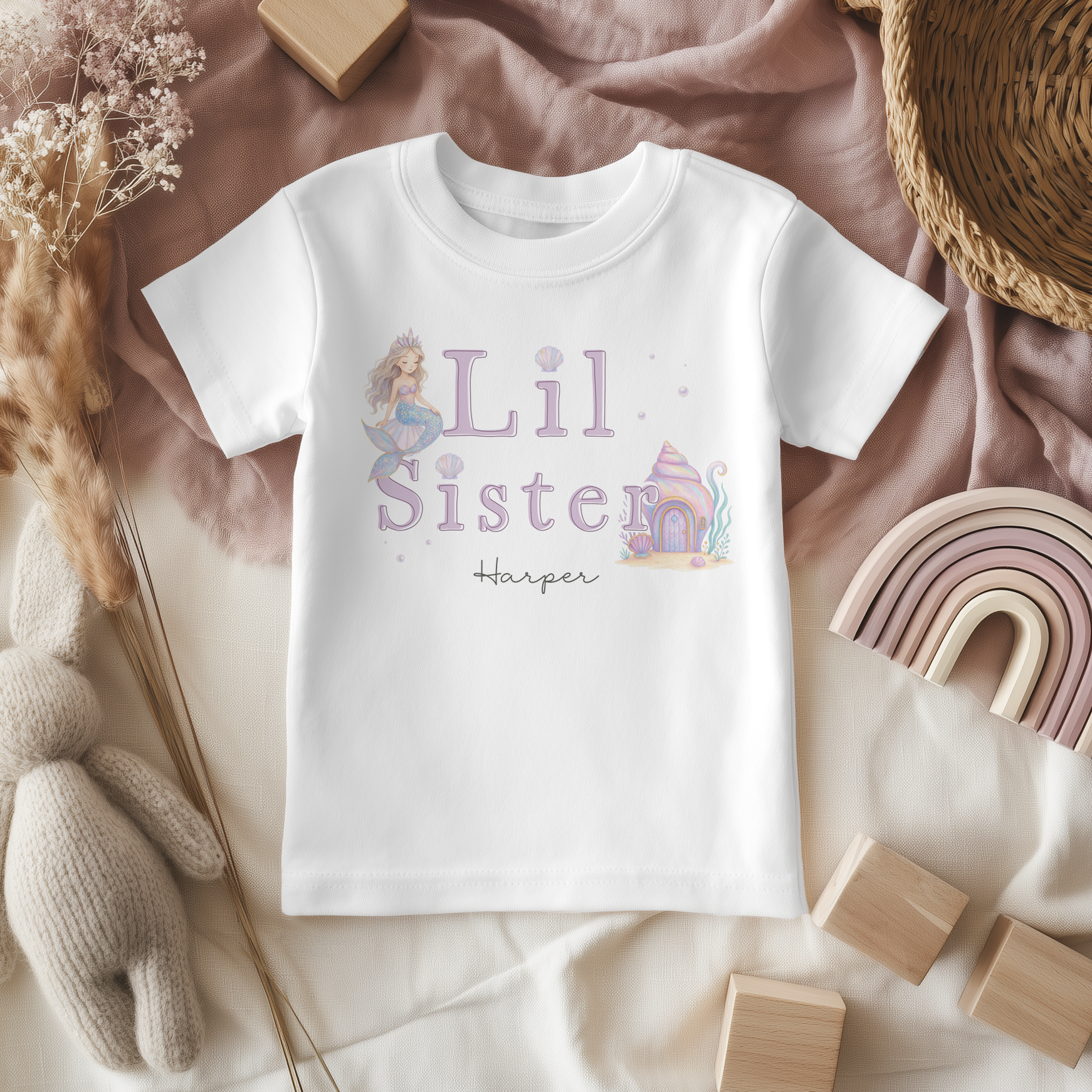 Little/Lil Sister Mermaid Personalised Toddler & Kids T Shirt