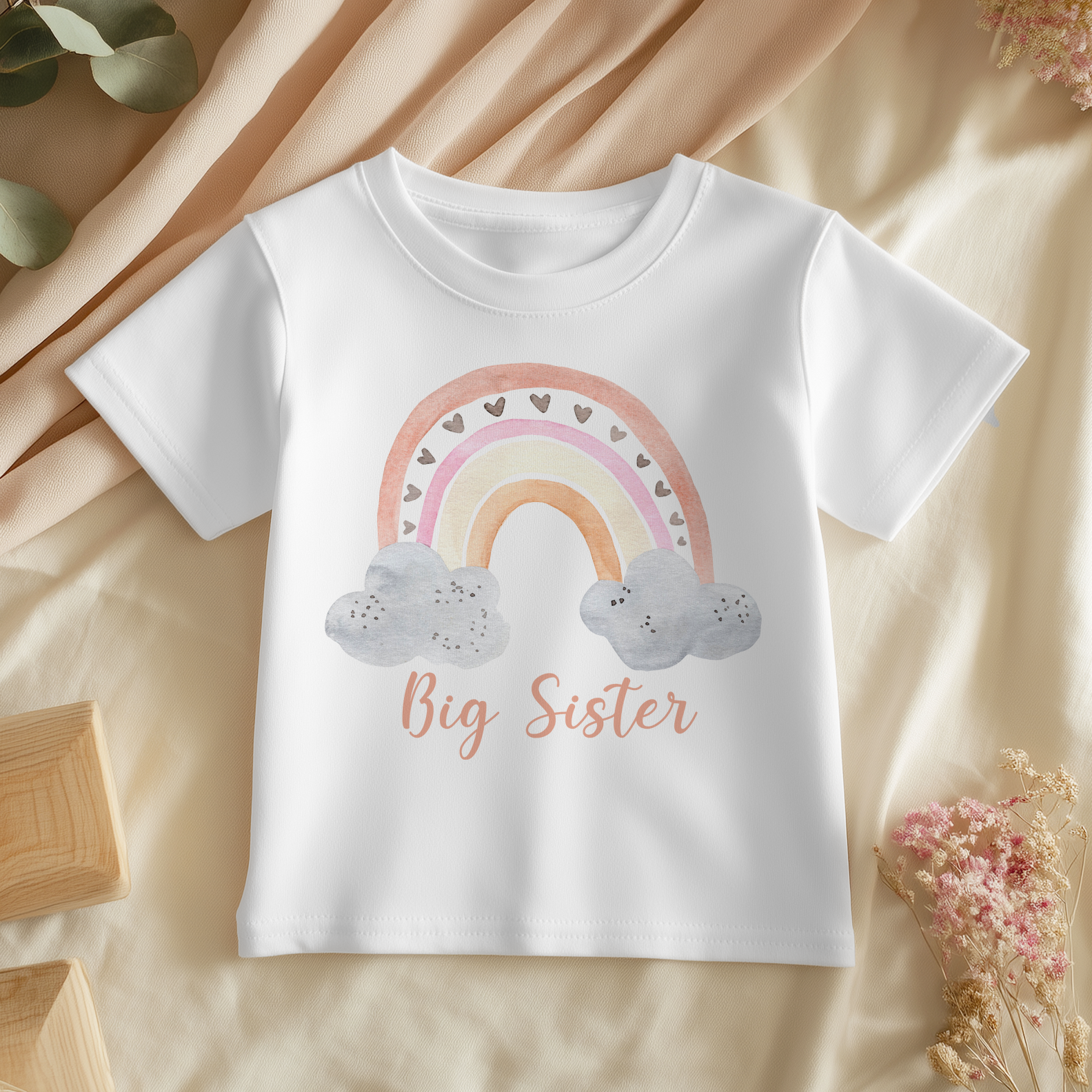 Big Sister Watercolor Rainbow Toddler & Kids T Shirt