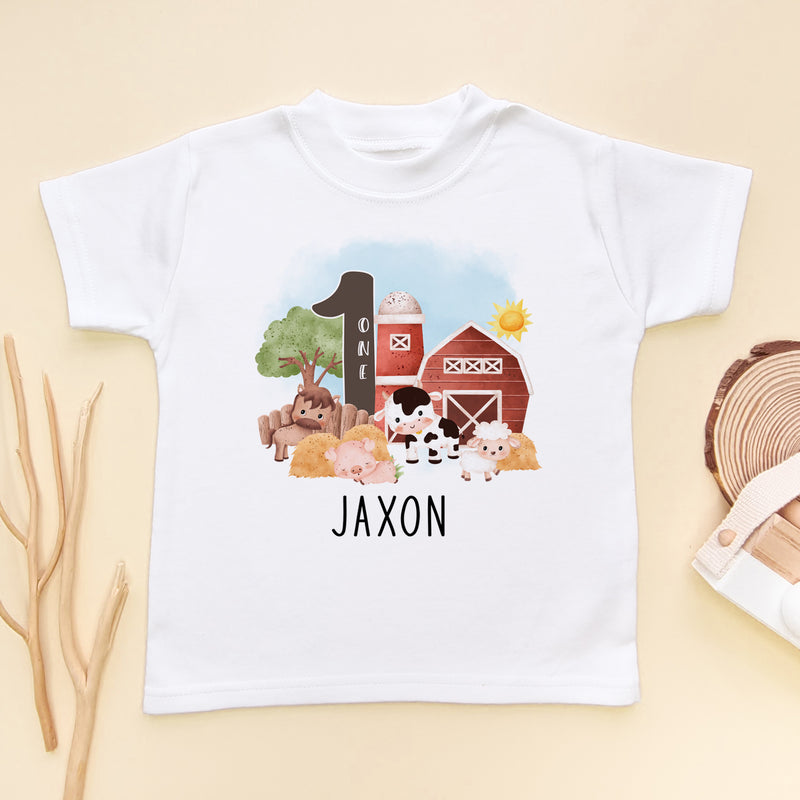 Farm Theme 1st Birthday Personalised Kids & Toddler T Shirt (8748533285144)