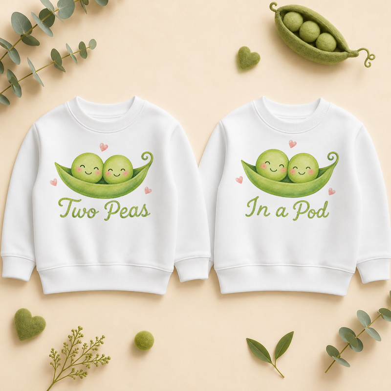 Twins Two Peas in a Pod Kids Sweatshirt Set, Matching Pair