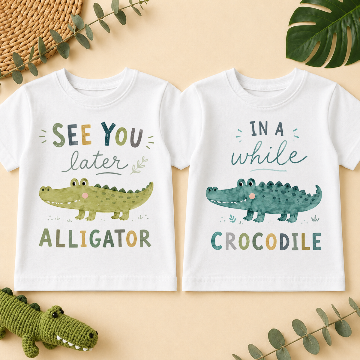 Twins See You Later Alligator Kids T-Shirt Set, Matching Pair