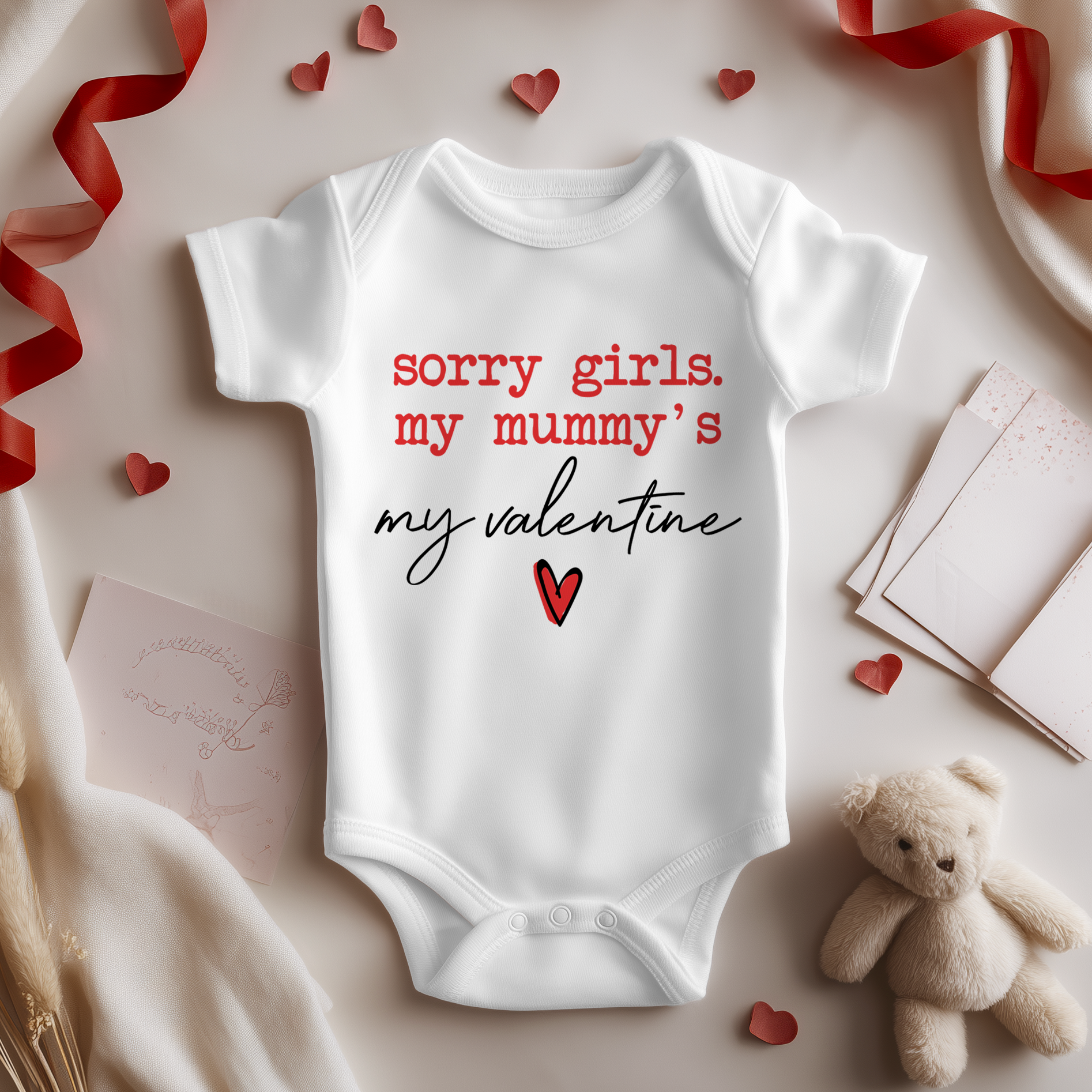 Sorry Girls My Mummy's My Valentine Baby Bodysuit