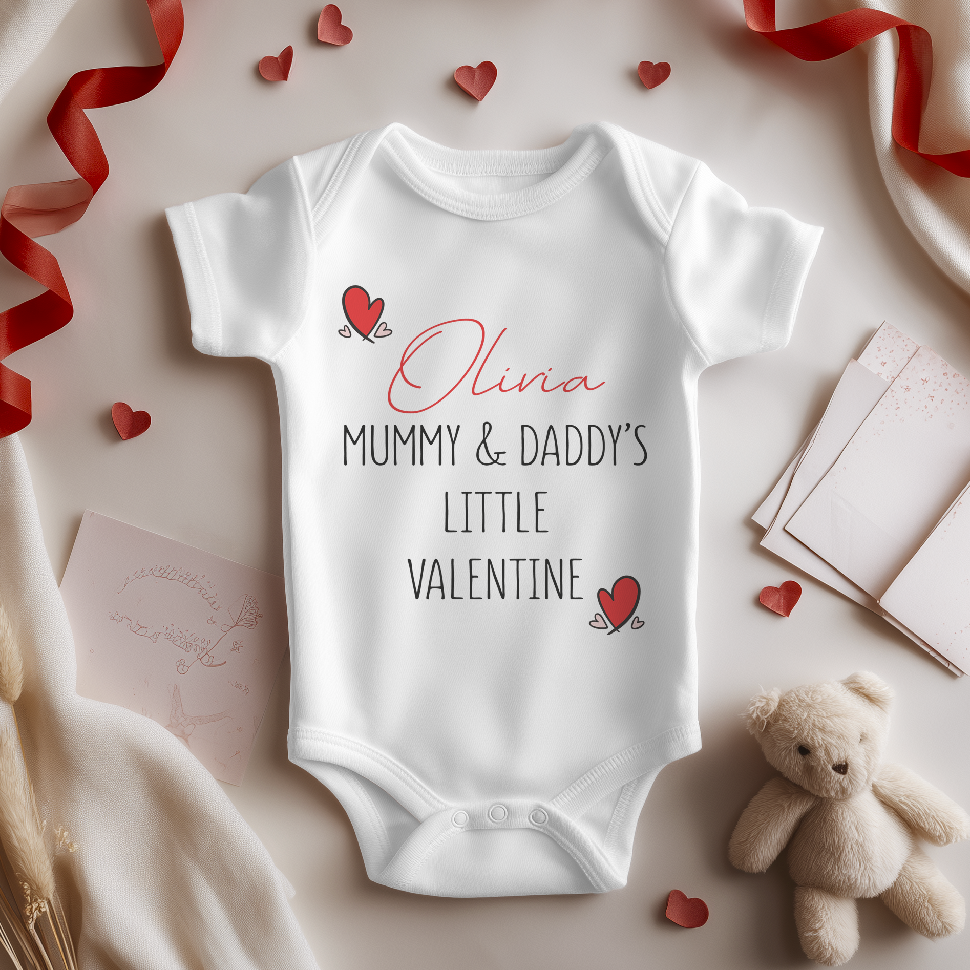 Mummy & Daddy's Little Valentine Personalised Baby Bodysuit