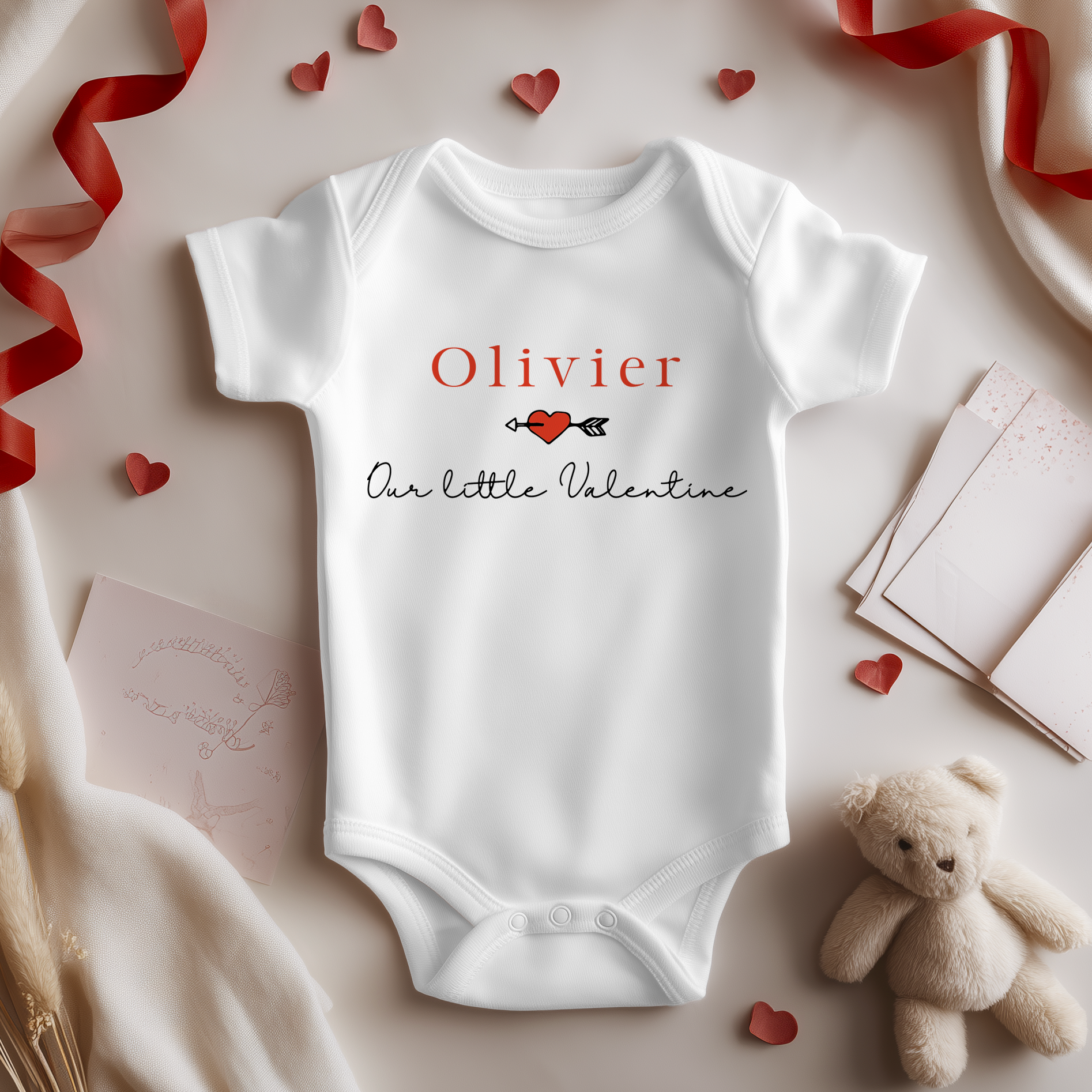 Our Little Valentine Personalised Baby Bodysuit