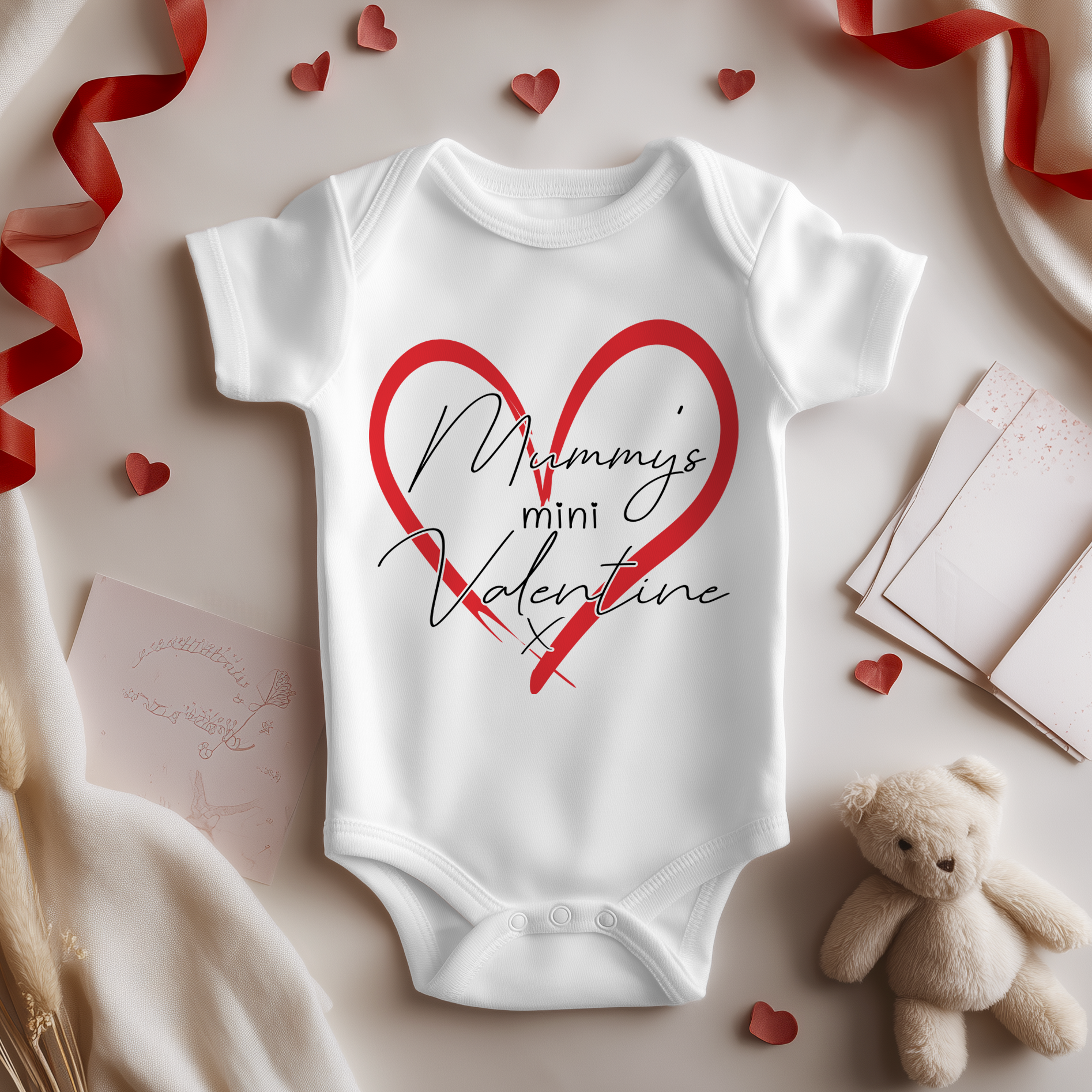 Mummy's Mini Valentine Heart Baby Bodysuit