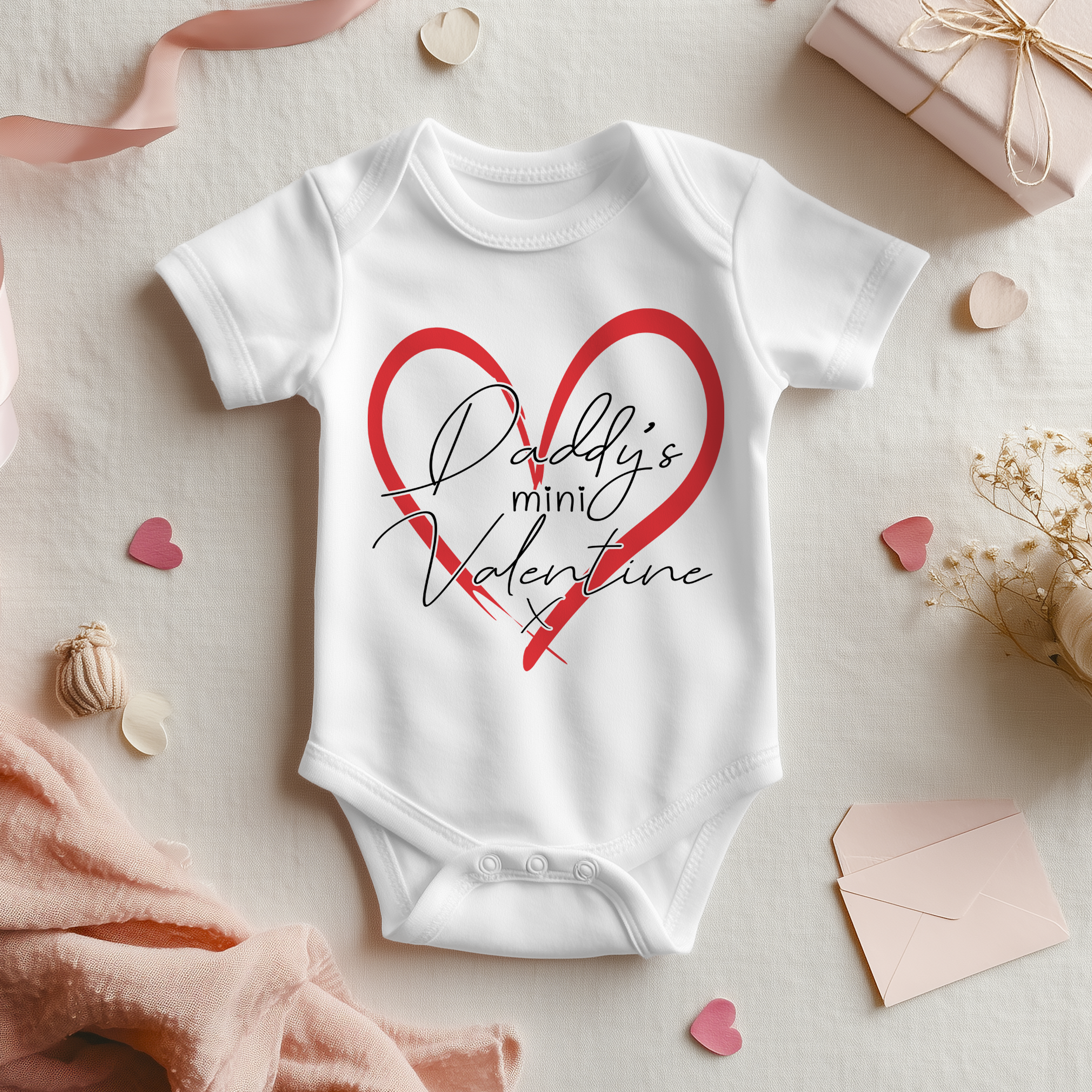 Daddy's Mini Valentine Heart Baby Bodysuit