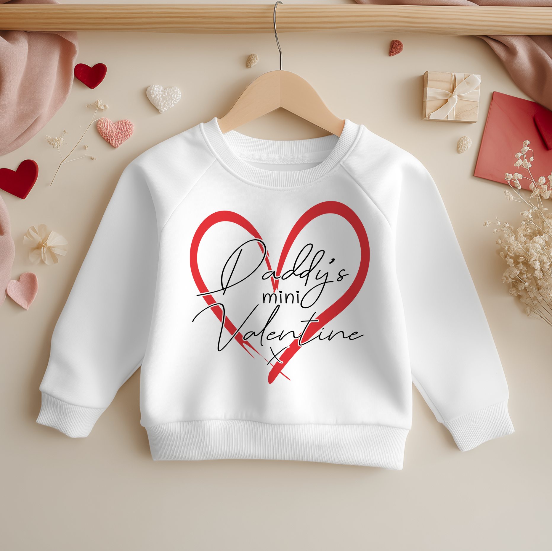 Daddy's Mini Valentine Heart Toddler & Kids Sweatshirt