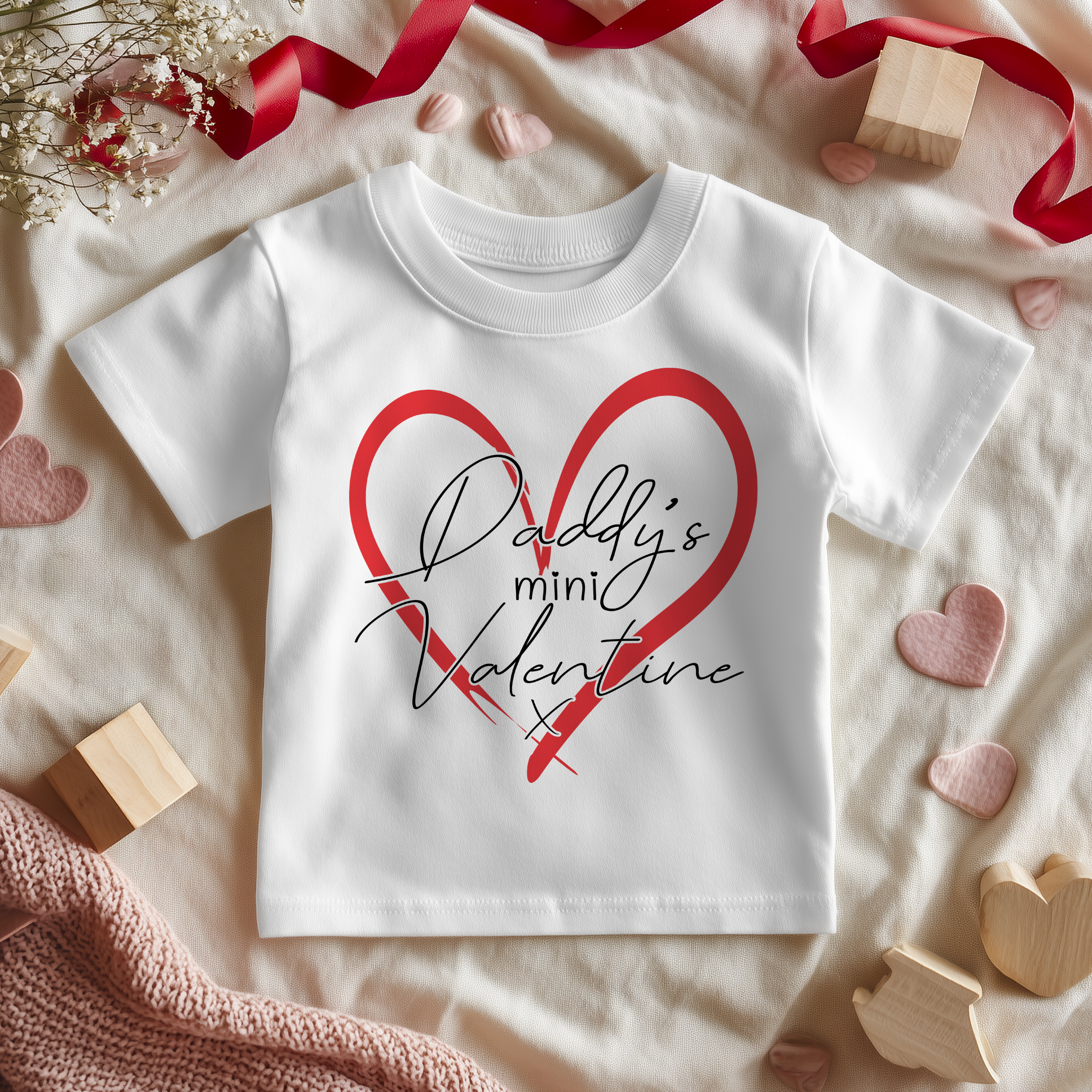 Daddy's Mini Valentine Heart Toddler & Kids T Shirt