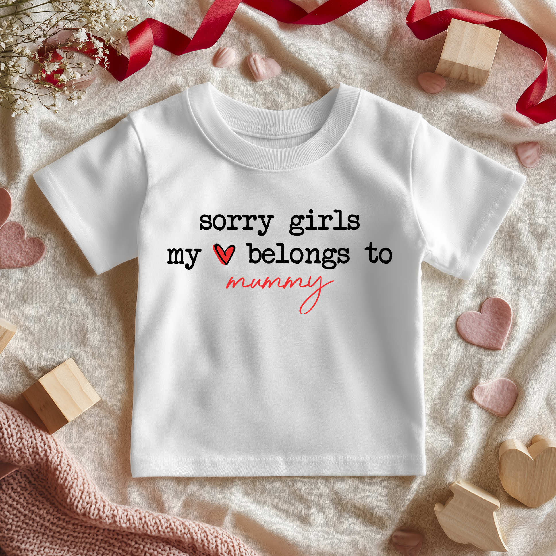 Sorry Girls My Heart Belongs To My Mummy Valentines Toddler & Kids T Shirt