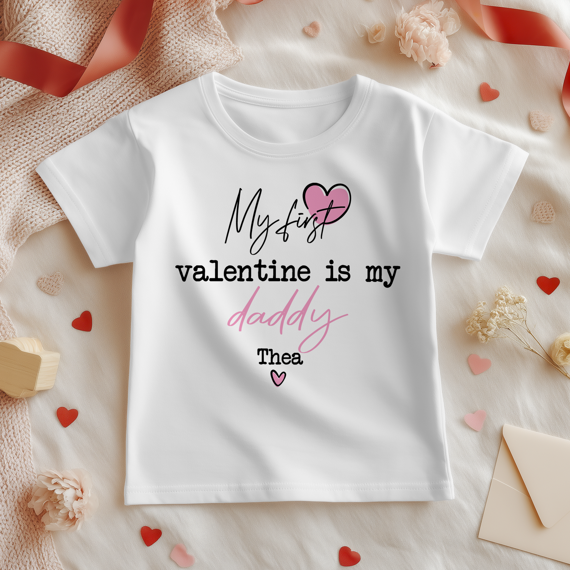 My First Valentine Is My Daddy Personalised Toddler & Kids T Shirt