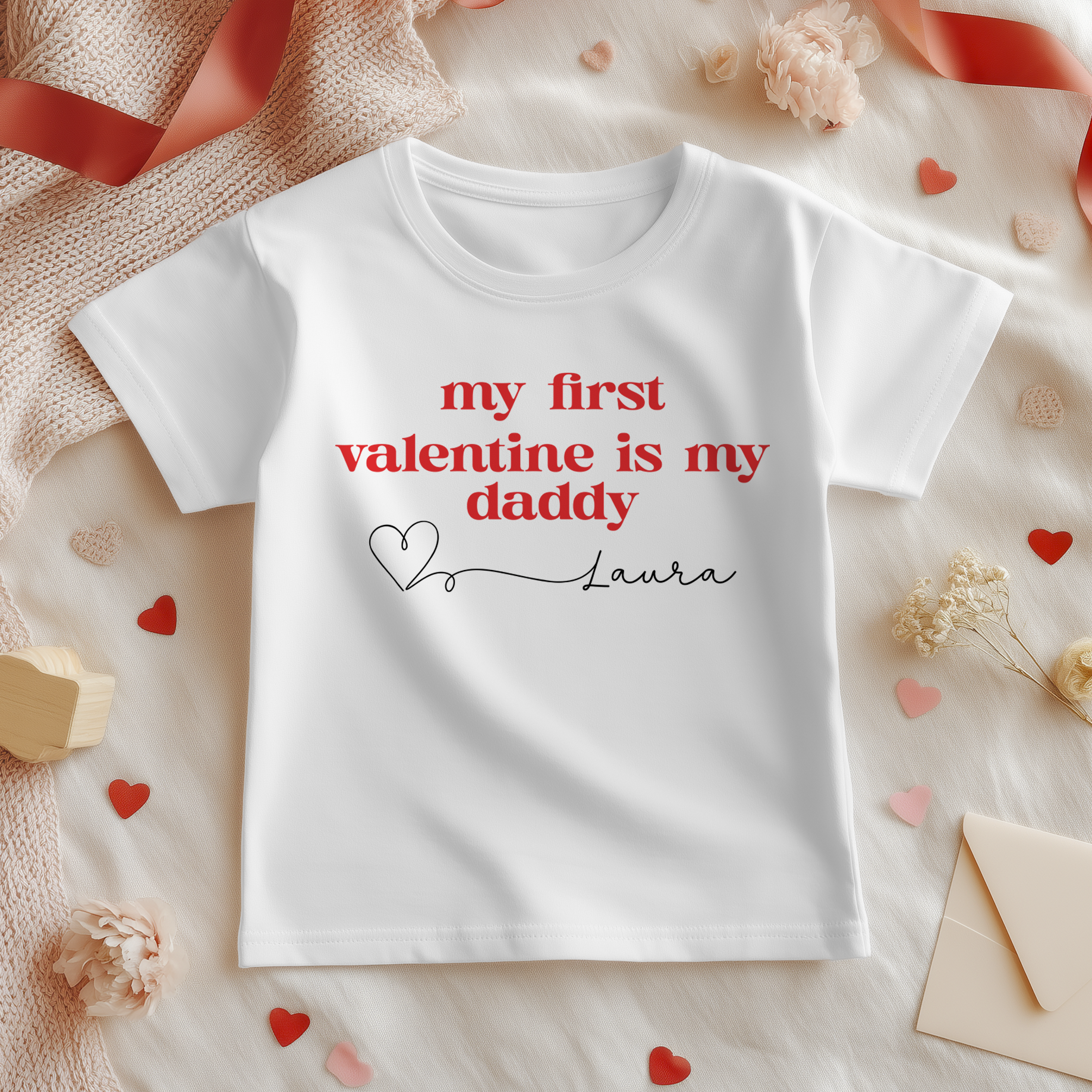 My First Valentine Is My Daddy Personalised Toddler & Kids T Shirt
