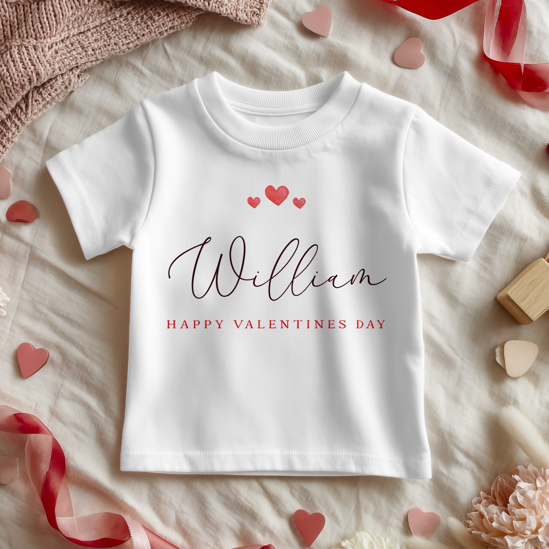Happy Valentines Day Personalised Toddler & Kids T Shirt
