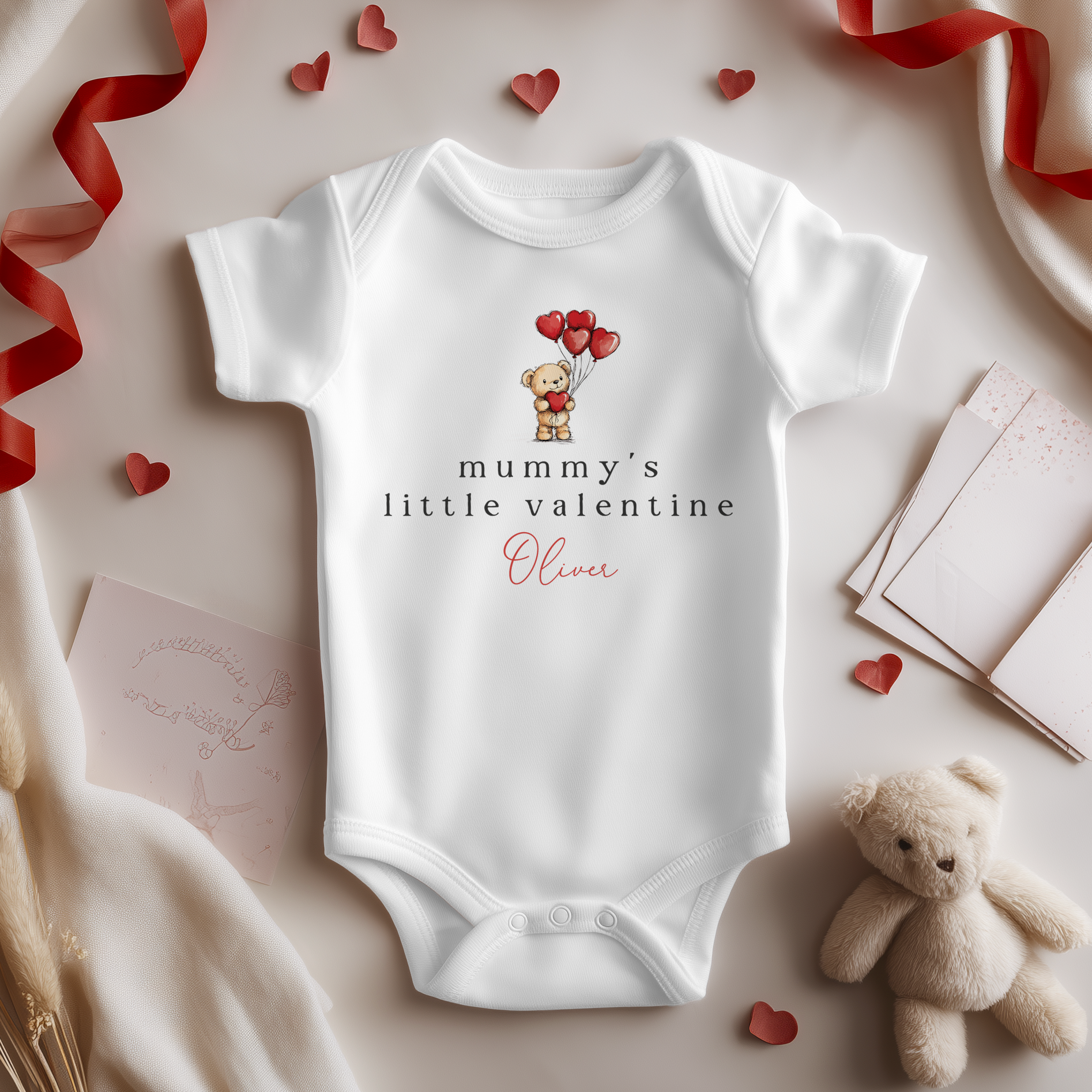 Mummy's Little Valentine Personalised Baby Bodysuit