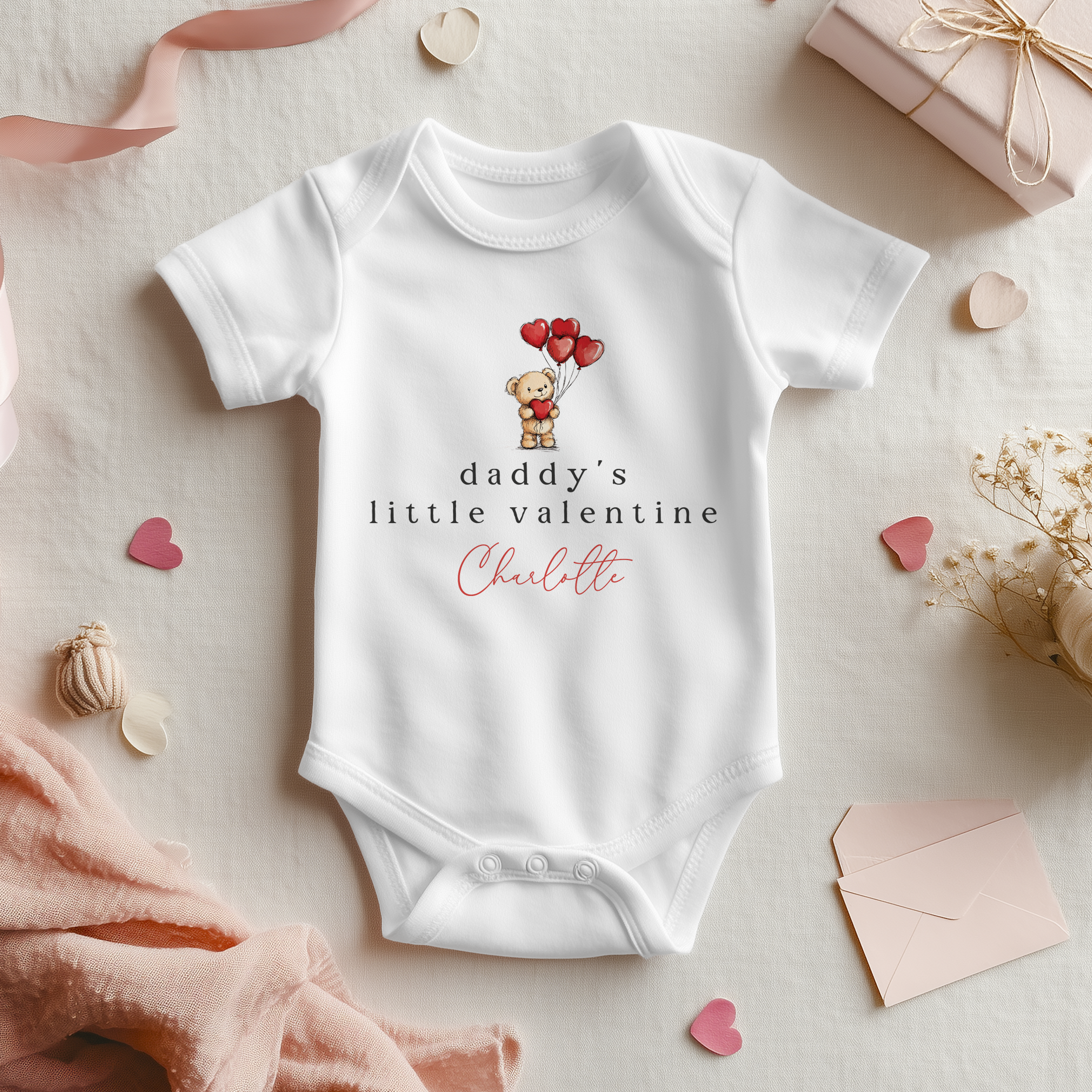 Daddy's Little Valentine Personalised Baby Bodysuit