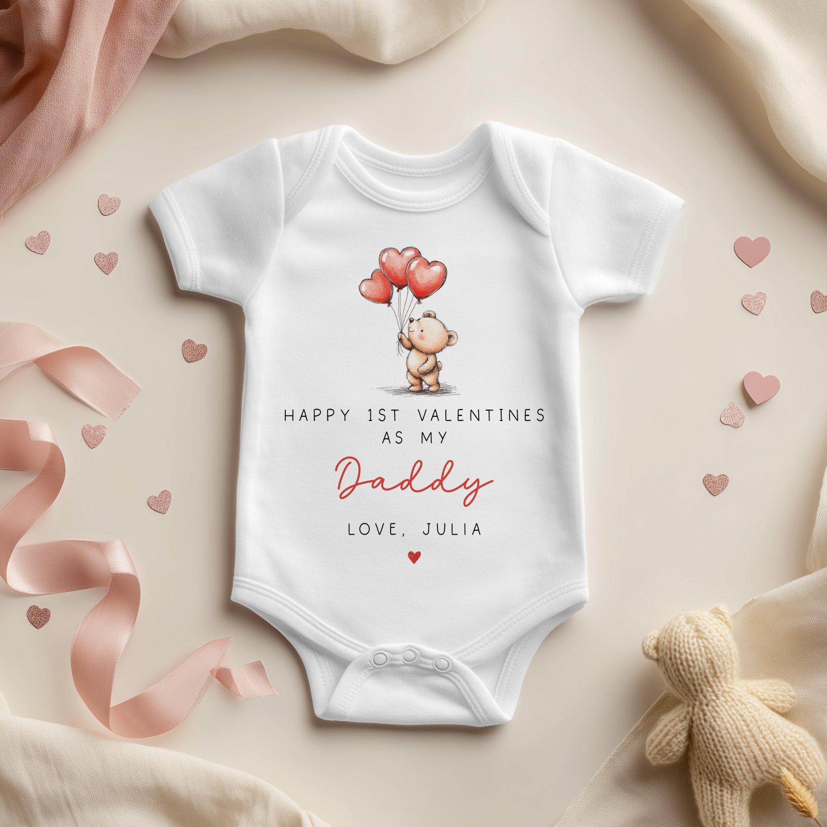 Happy 1st Valentines As My Daddy Personalised Baby Bodysuit