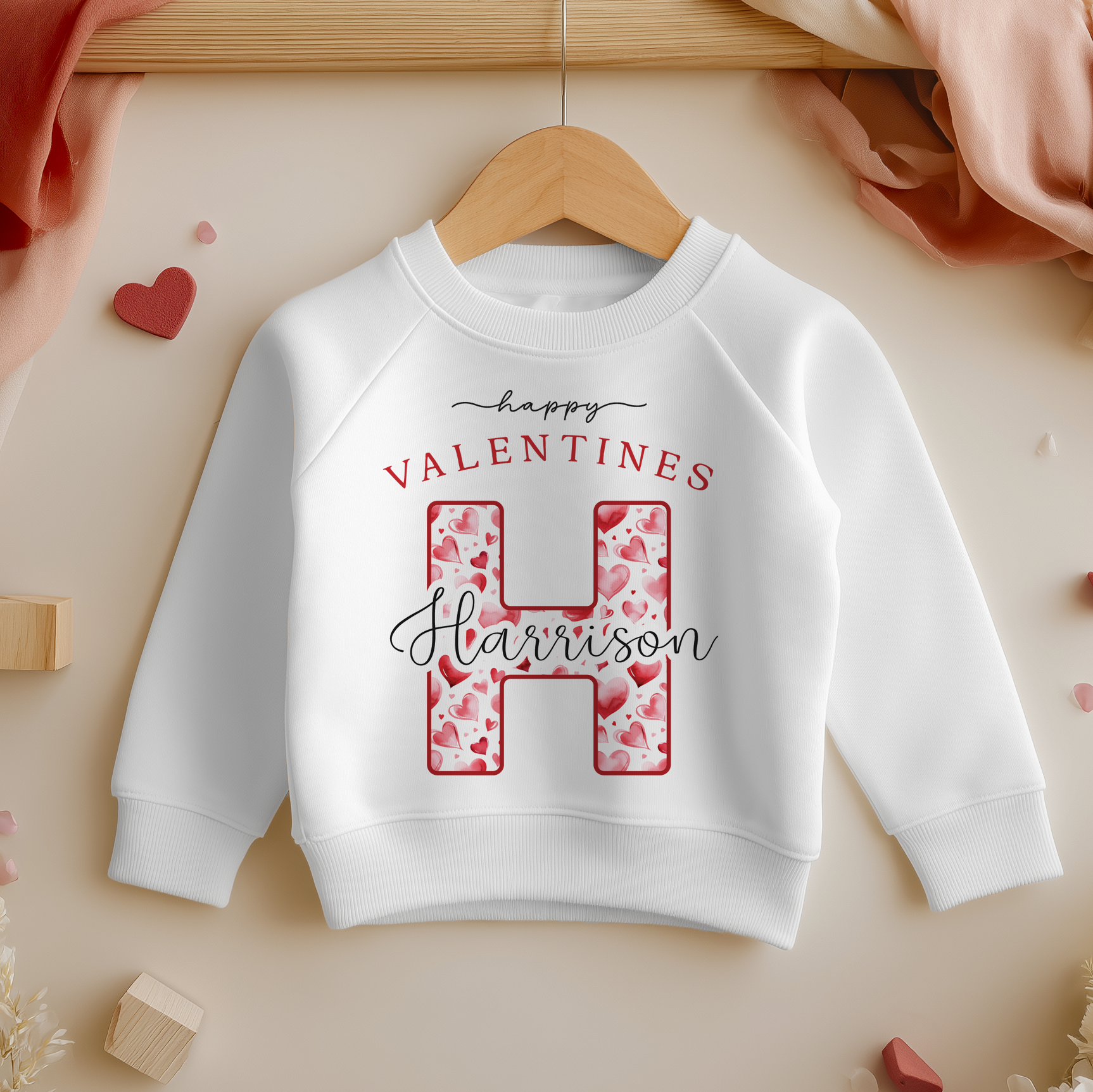Valentines Day Heart Pattern Personalised Toddler & Kids Sweatshirt
