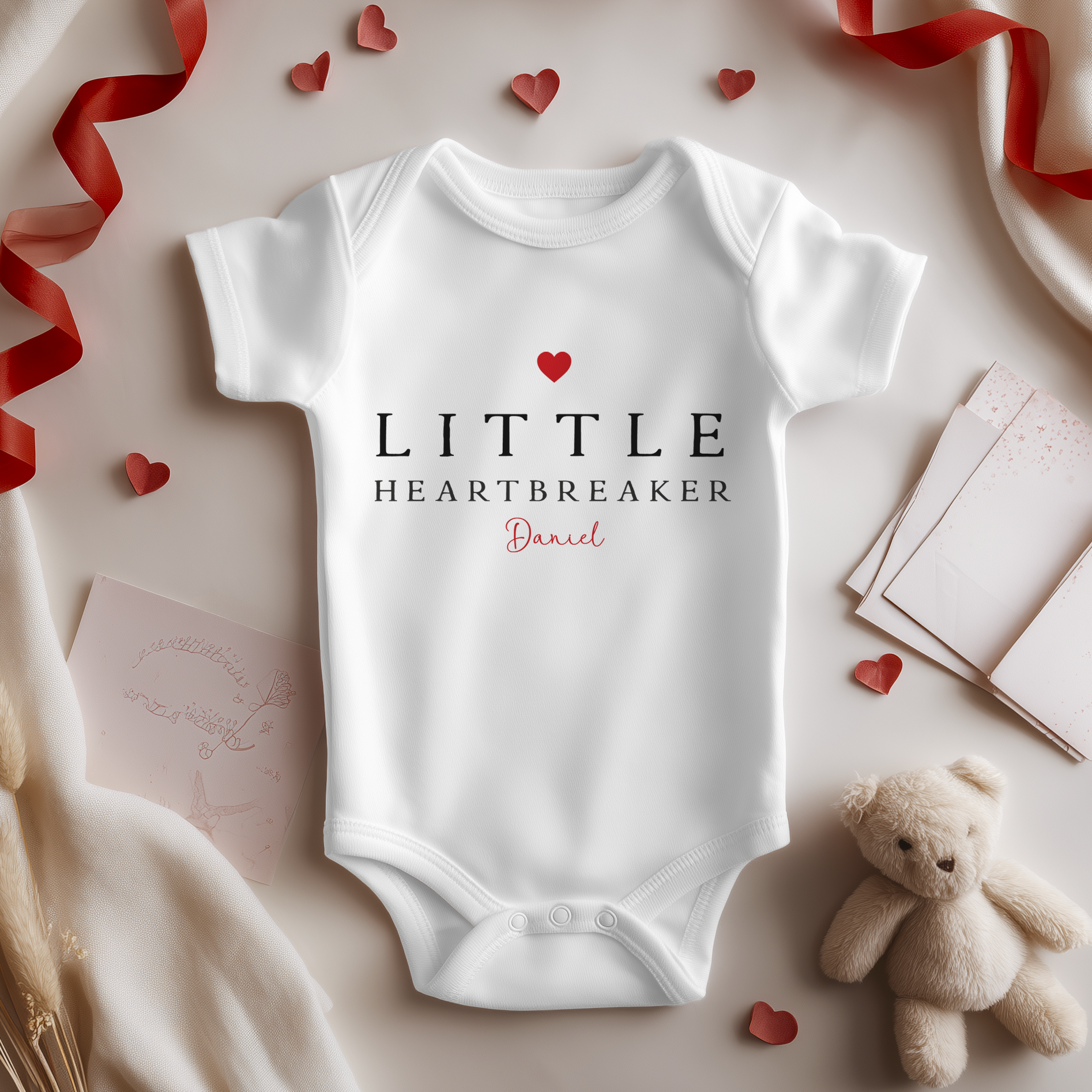 Little Heart Breaker Valentines Personalised Baby Bodysuit