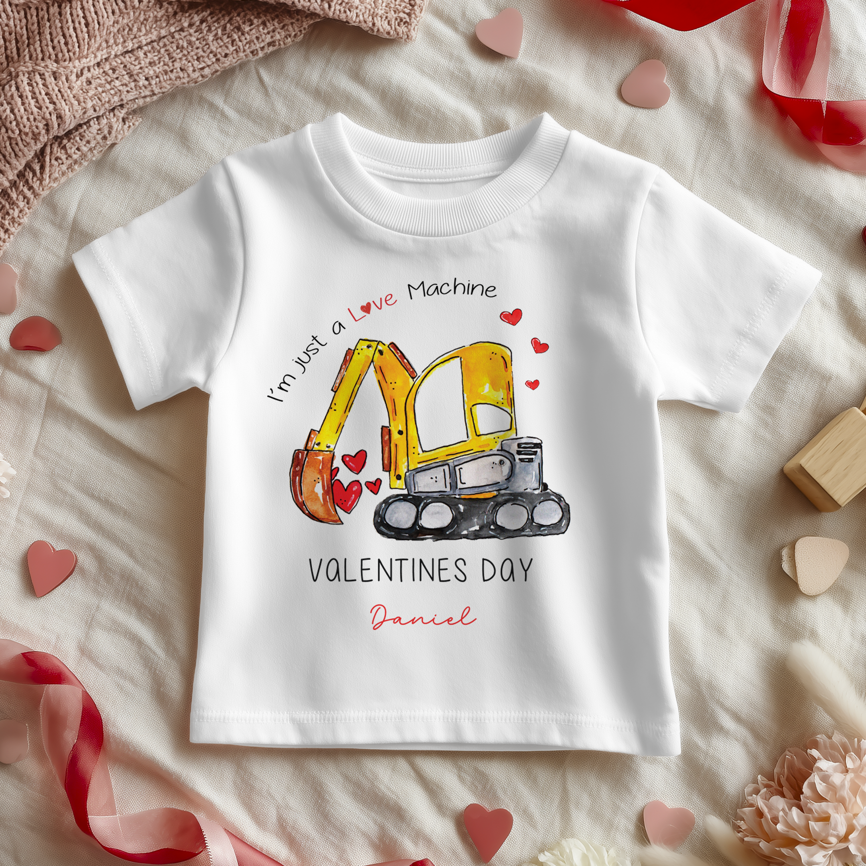 I'm Just a Love Machine Valentines Personalised Toddler & Kids T Shirt