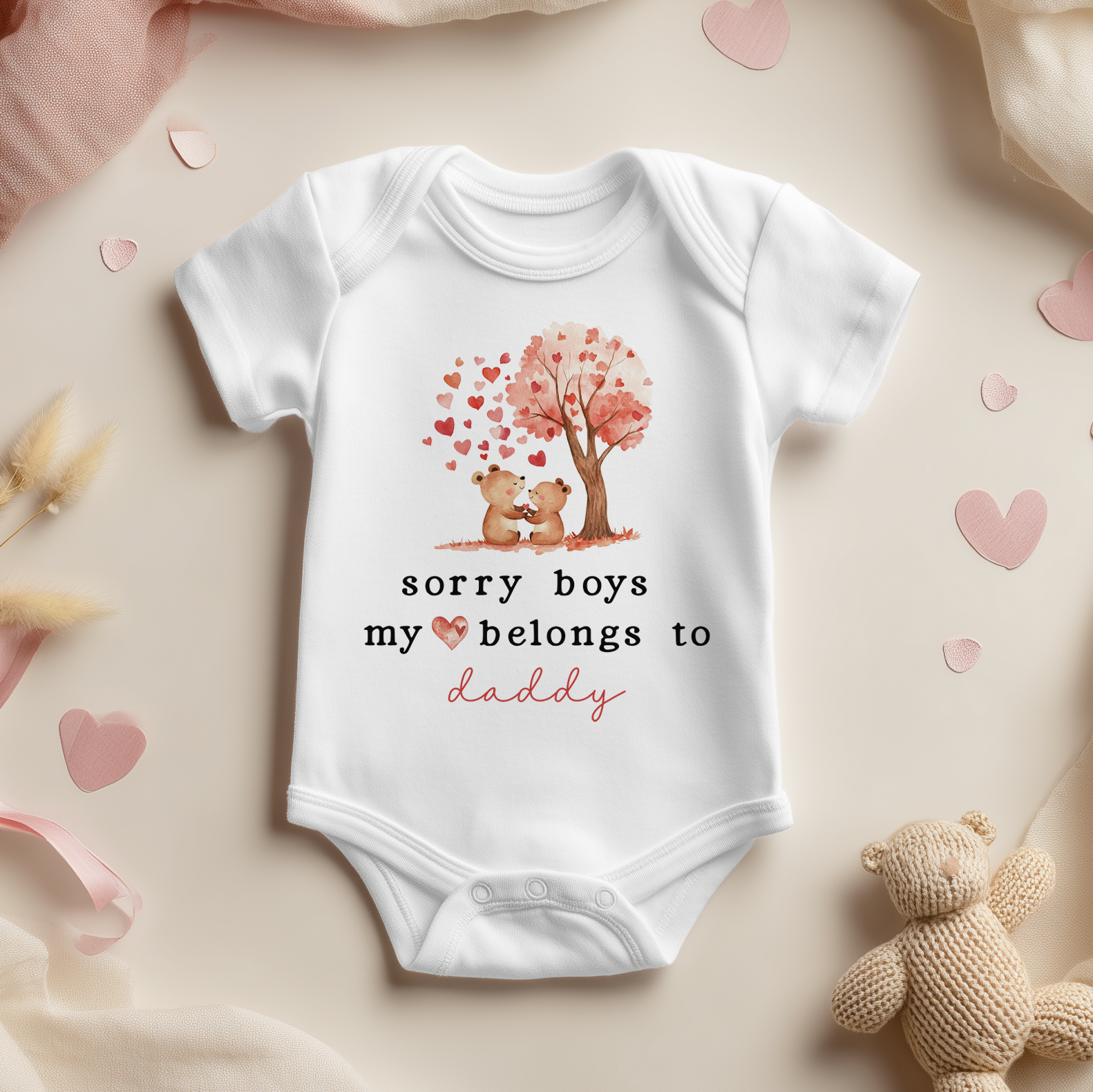 Sorry Boys My Heart Belongs to Daddy Cute Bears Baby Bodysuit