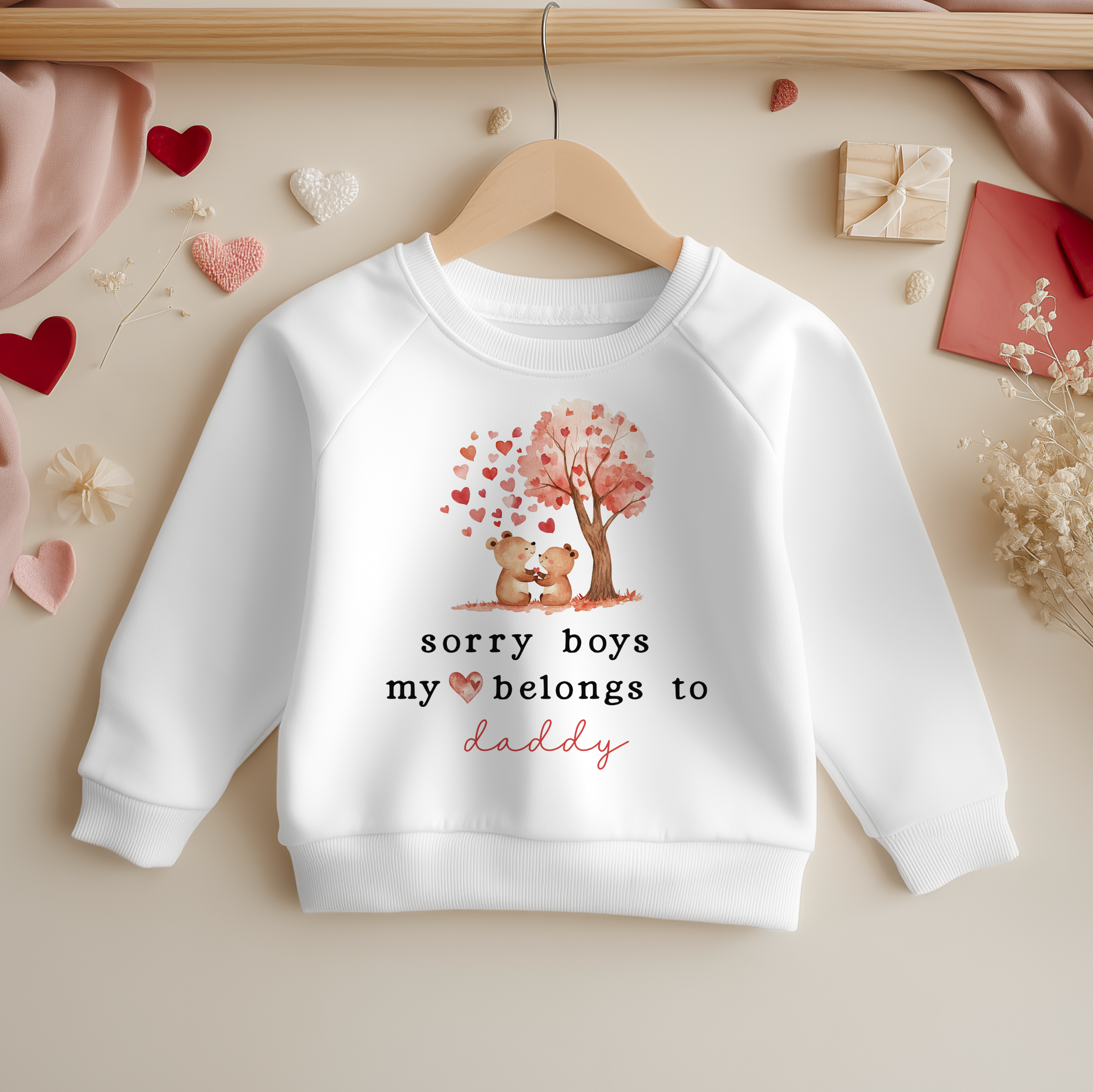 Sorry Boys My Heart Belongs to Daddy Cute Bears Toddler & Kids Sweatshirt