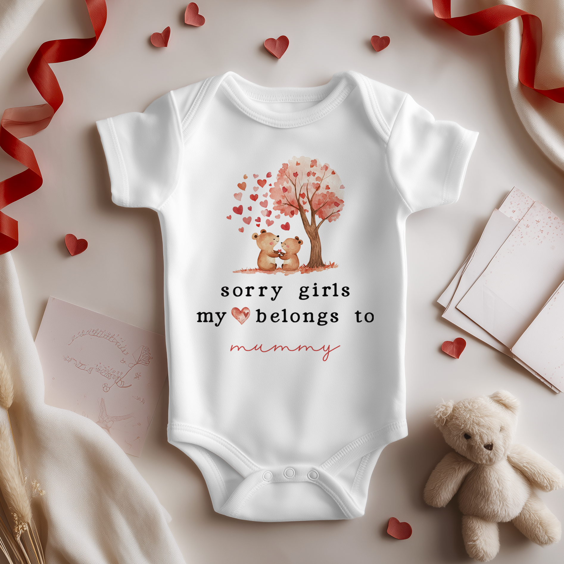 Sorry Girls My Heart Belongs to Mummy Cute Bears Baby Bodysuit