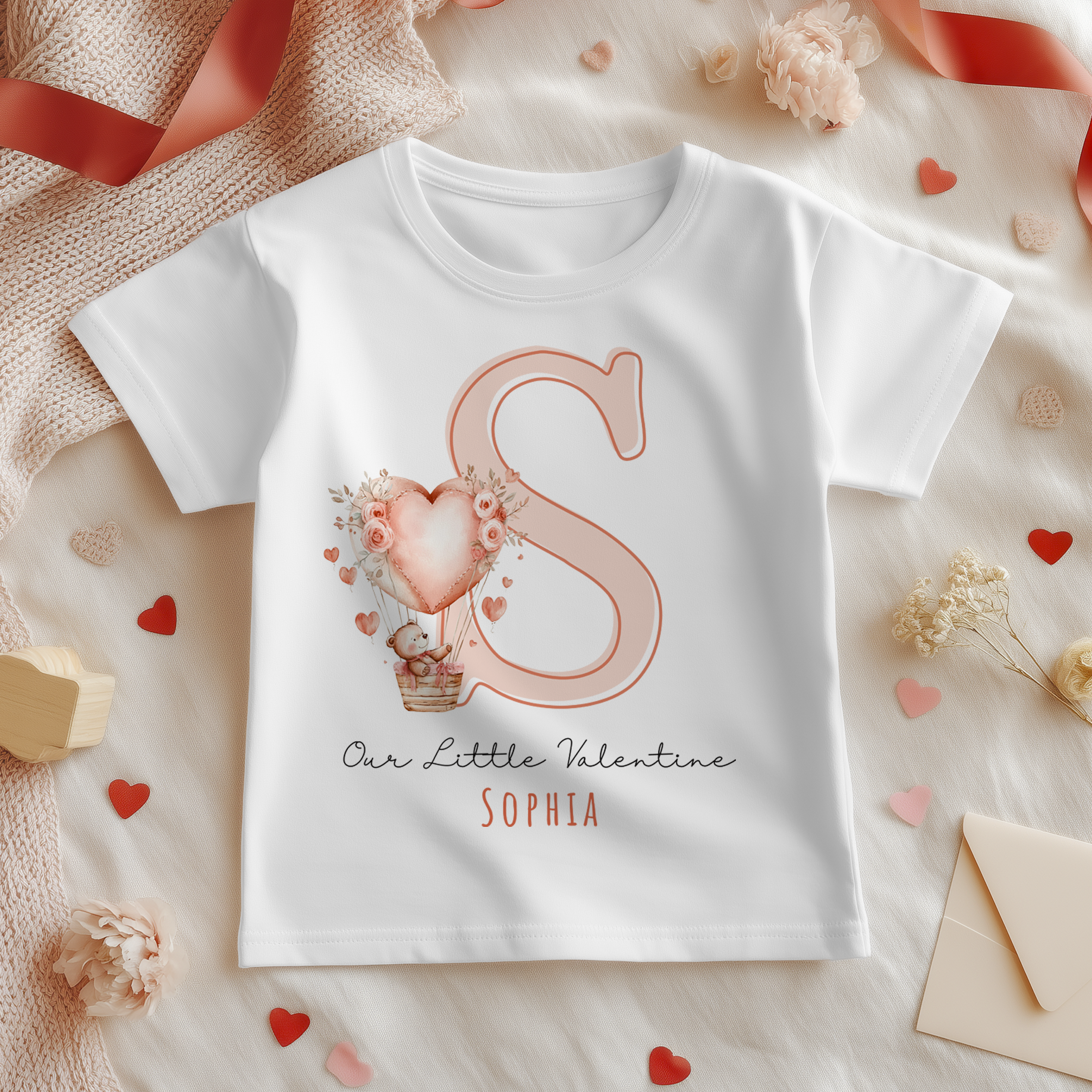 Our Little Valentine Name With Initial Personalised Toddler & Kids T Shirt