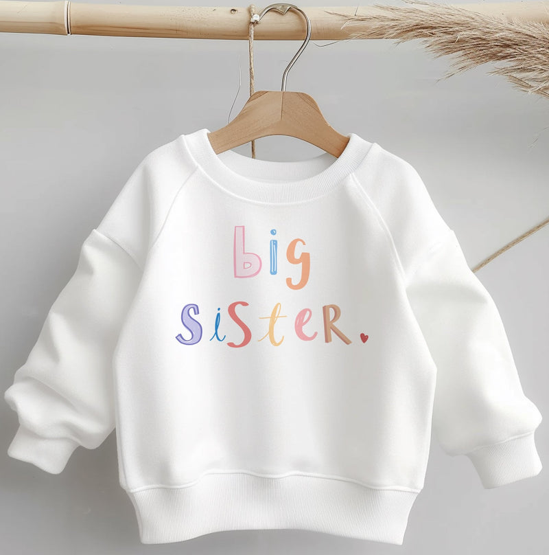 Big Sister Colorful Letters Toddler & Kids Sweatshirt - Little Lili Store