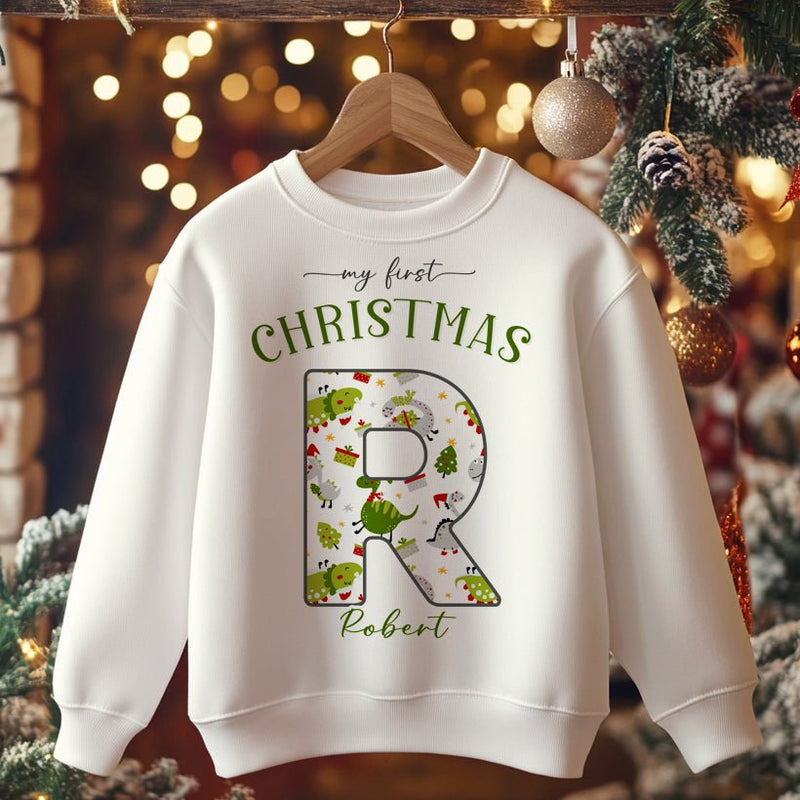 Christmas Dinosaur Theme Personalised Toddler & Kids Sweatshirt - Little Lili Store