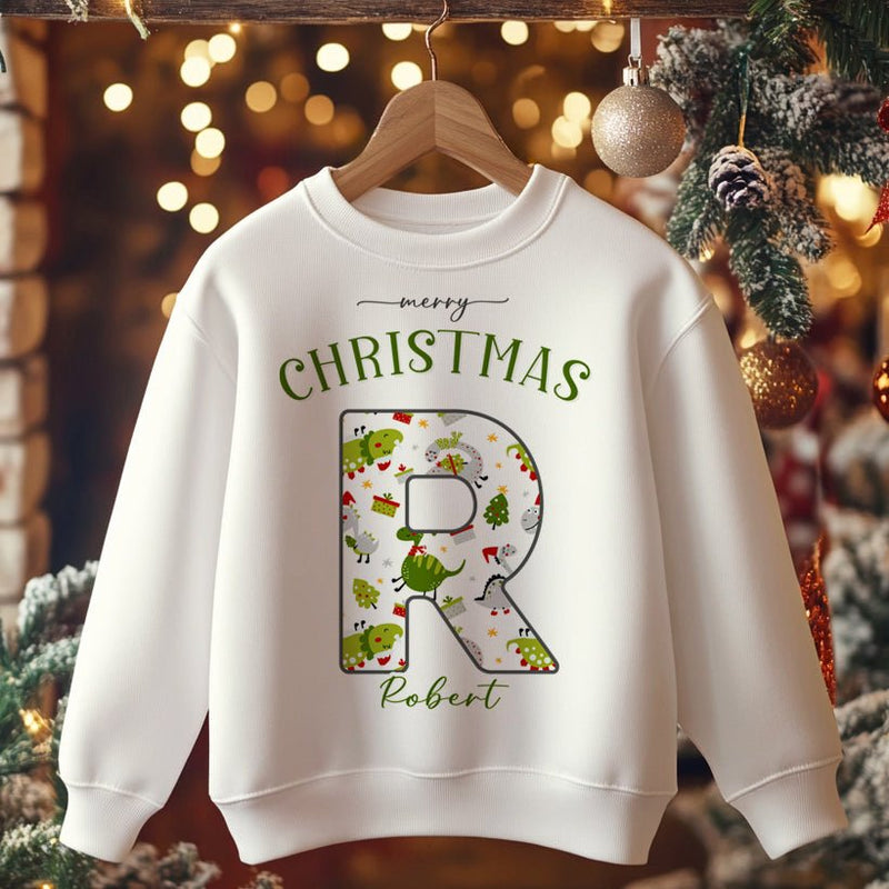 Christmas Dinosaur Theme Personalised Toddler & Kids Sweatshirt - Little Lili Store