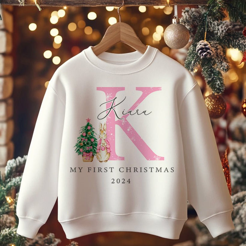 Christmas Peter Rabbit Inspired Girl Personalised Toddler & Kids Sweatshirt - Little Lili Store