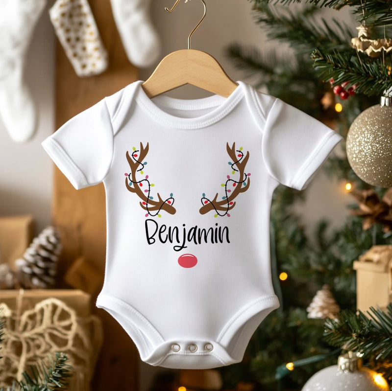 Christmas Reindeer Personalised Boy Baby Bodysuit - Little Lili Store