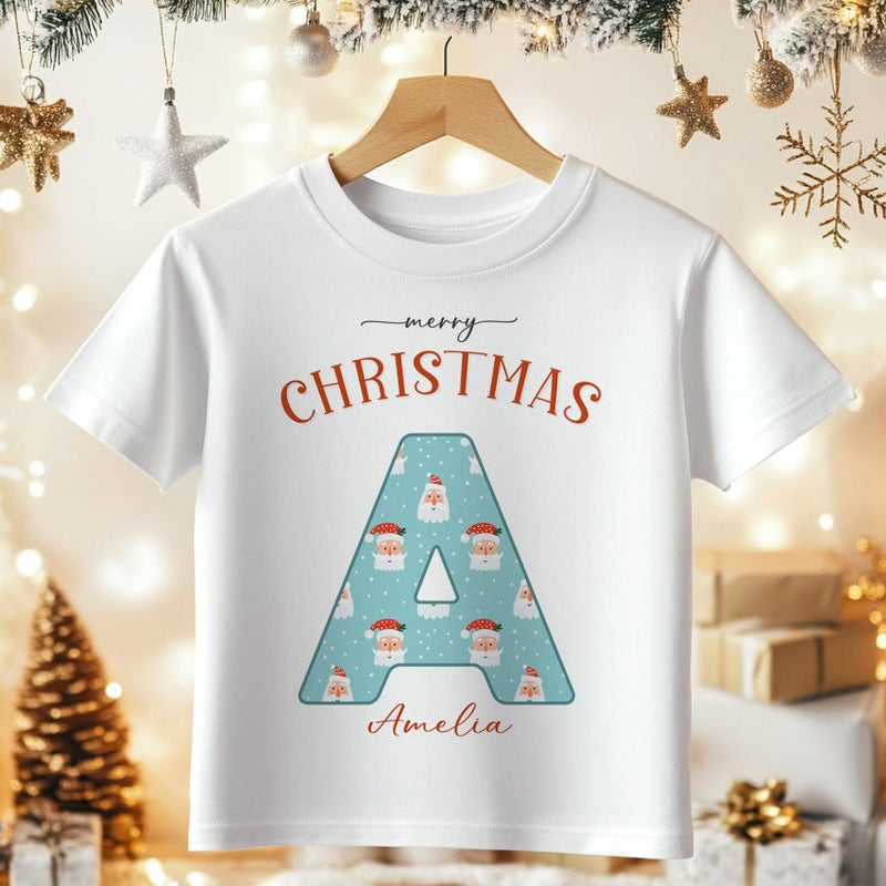 Christmas Santa Pattern Personalised Toddler & Kids T Shirt - Little Lili Store