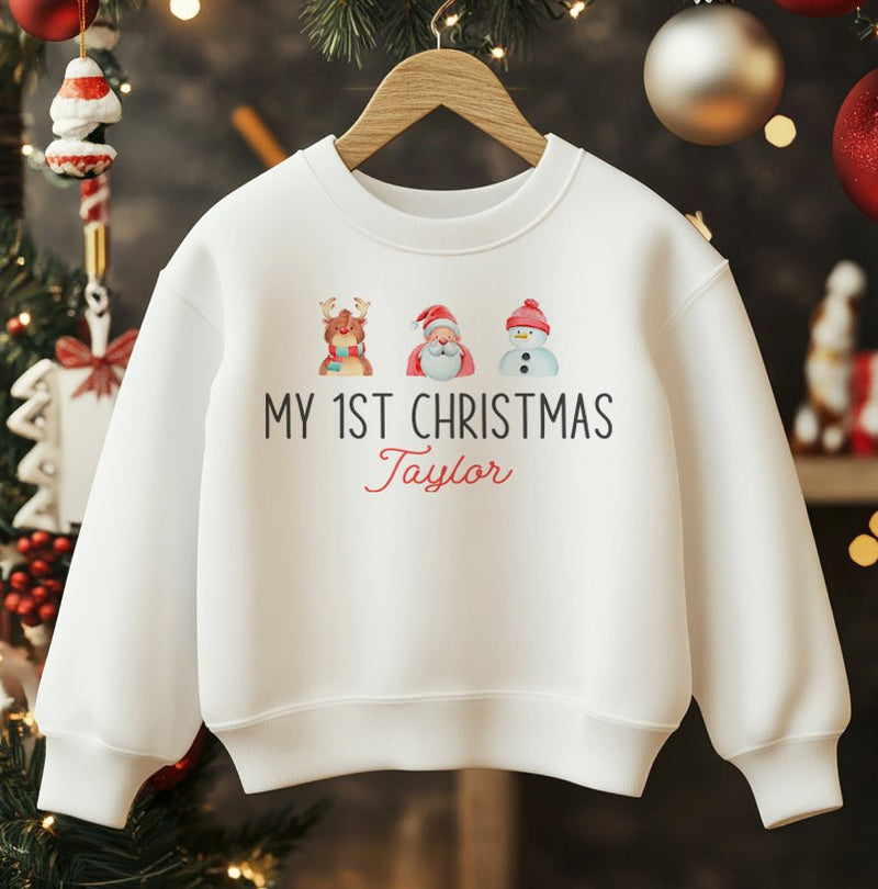 Christmas Santa Reindeer Snowman Personalised Toddler & Kids Sweatshirt - Little Lili Store