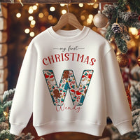 Christmas Theme Pattern Personalised Toddler & Kids Sweatshirt - Little Lili Store