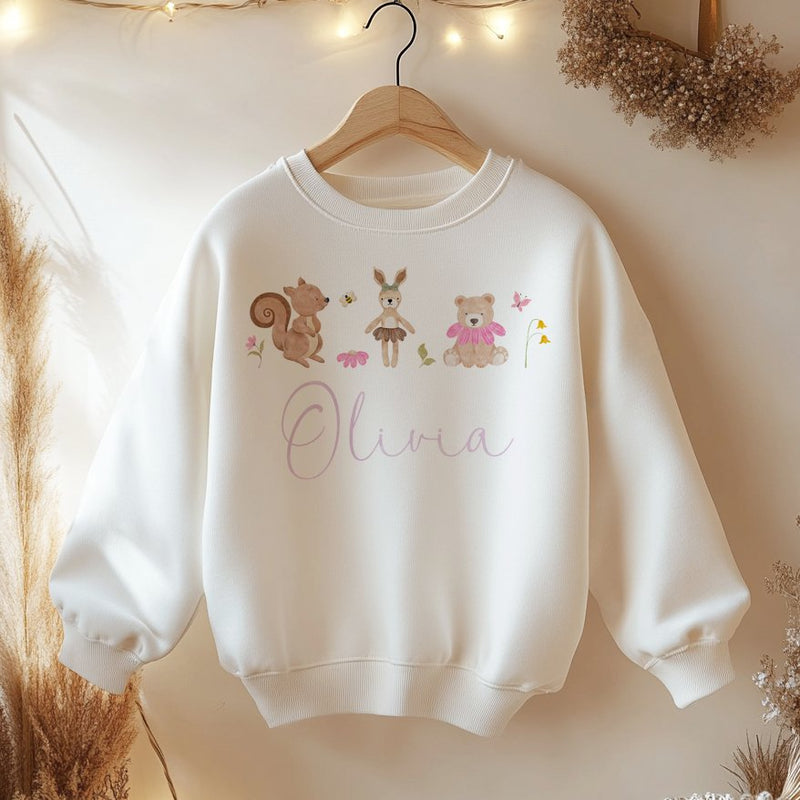 Cute Animals Girl Personalised Toddler & Kids Sweatshirt - Little Lili Store