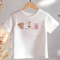 Personalised Woodland Bunny, Squirrel & Bear T-Shirt for Girls & Kids