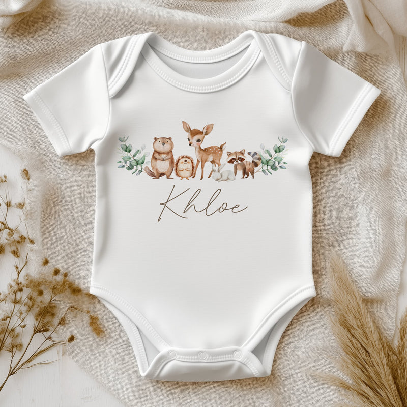 Cute Forest Animals Personalised Baby Bodysuit - Little Lili Store