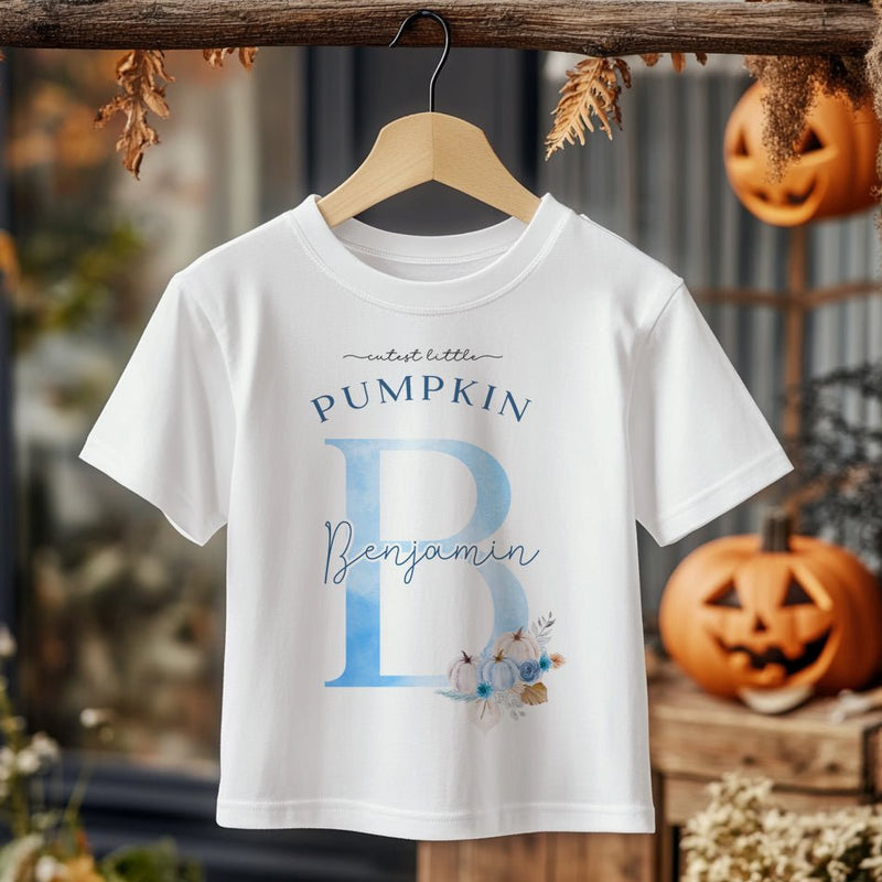 Cutest Little Pumpkin Blue Theme Personalised Toddler & Kids T Shirt - Little Lili Store