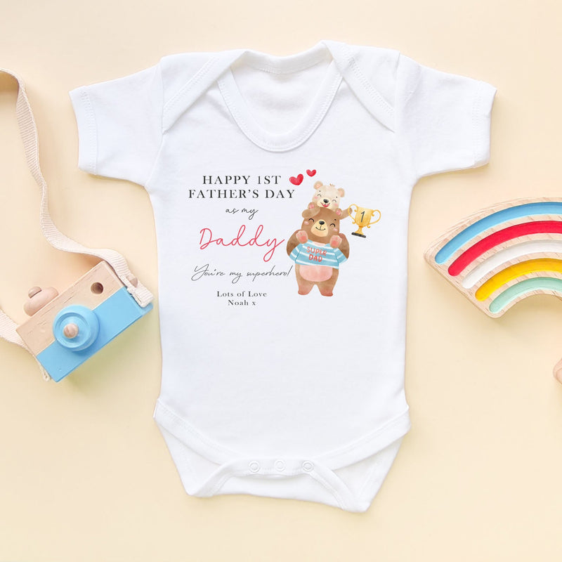 Daddy You're My Superhero Father's Day Personalised Baby Bodysuit - Little Lili Store (9117246357784)