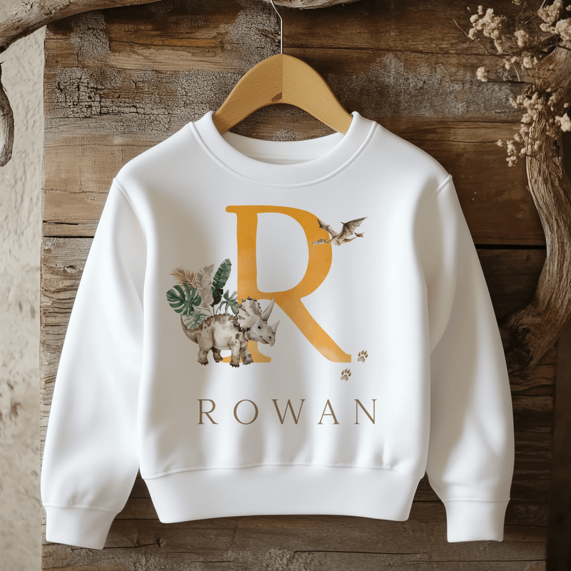 Dinosaur With Initial Personalised Toddler & Kids Sweatshirt - Little Lili Store