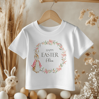 Easter Peter Rabbit Inspired Wreath (Girl) Personalised Toddler & Kids T Shirt - Little Lili Store